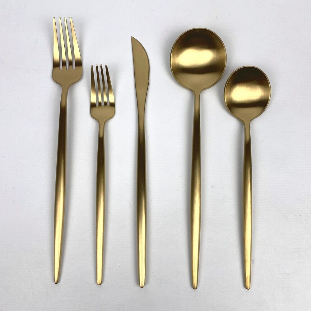 30-Piece Matte Gold Silverware Set for 6 Stainless Steel Flatware Cutlery Set